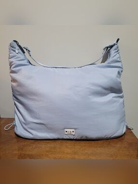 Wilo The Label Puffer Tote Crossbody Soft Light Blue Bag. Adjustable Strap